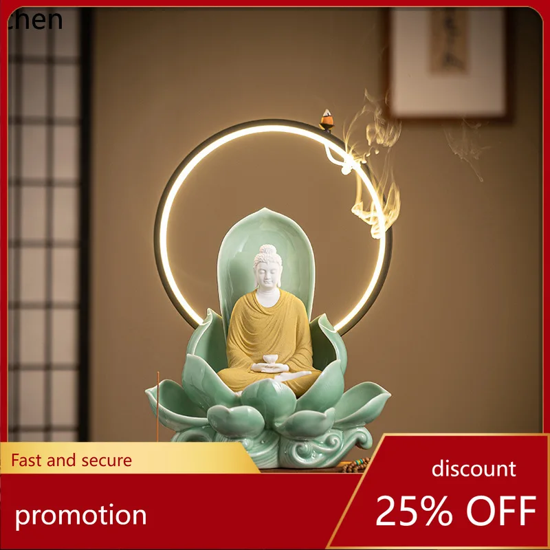 Cz ceramic amitabha buddha guanyin mahasthamaprapta buddha statue living room western three saints statue ornaments