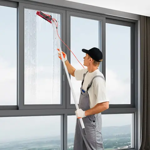 26FT vattenmatad stångrengöringsborste för fönster- och solpanelrengöring: Högeffektiv skrubbning av flera ytor 6 best sales solpanelborste - №4