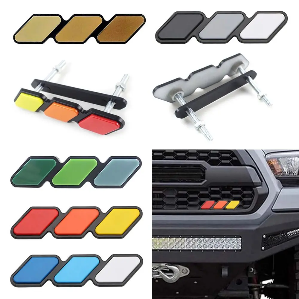 For Tacoma 4Runner Anti-collision For Toyota 3 Grille Badge Car Protection Modified Decorative Strip Emblem