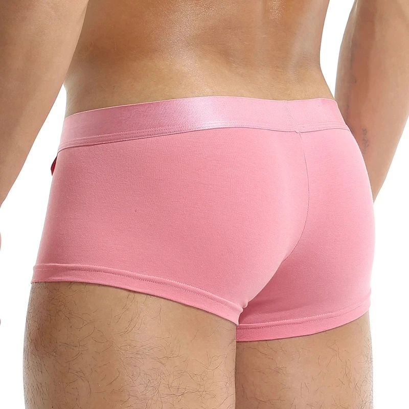 Open Front Underwear Men Cotton Sexy Men\'s Boxer Shorts Mid Waist Panties Cuecas Male Breathable Bulge Pouch Soft Underpants