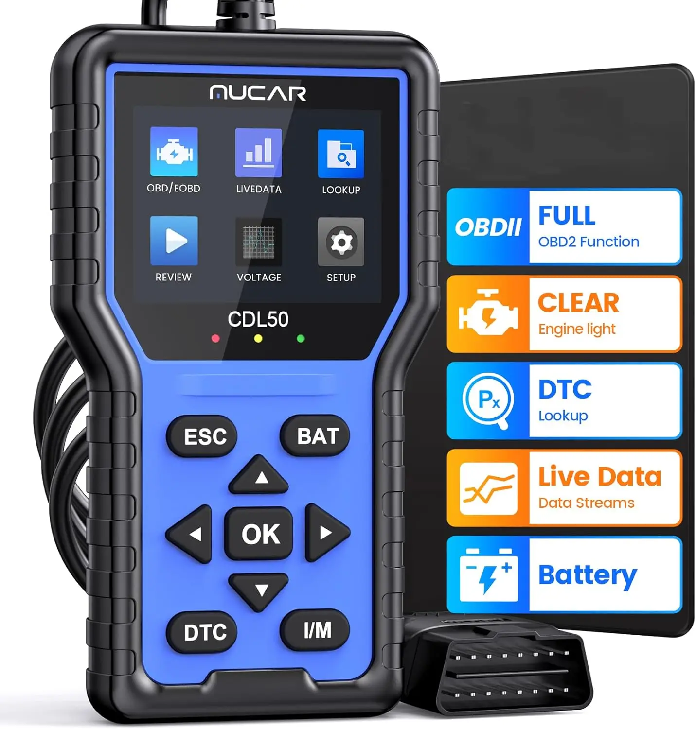 الماسح الضوئي CDL50 OBD2، أداة تشخيص OBD2 الكاملة لجميع السيارات 1996+