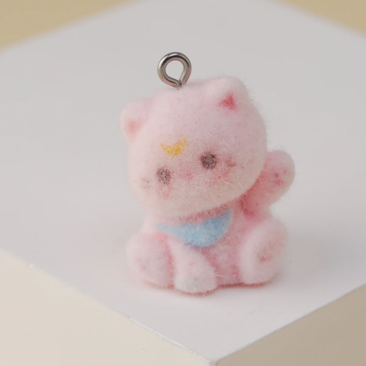 15pcs Kawaii 3D Flocking Kittens Resin Charms cute Animal Cat Pendant for Earring Bag Keychain Diy crafts Jewelry Make