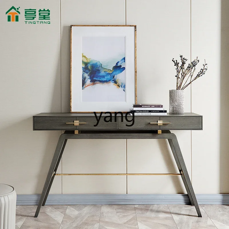 LTT light luxury living room entrance table against the wall entrance hall strip case solid wood end view table