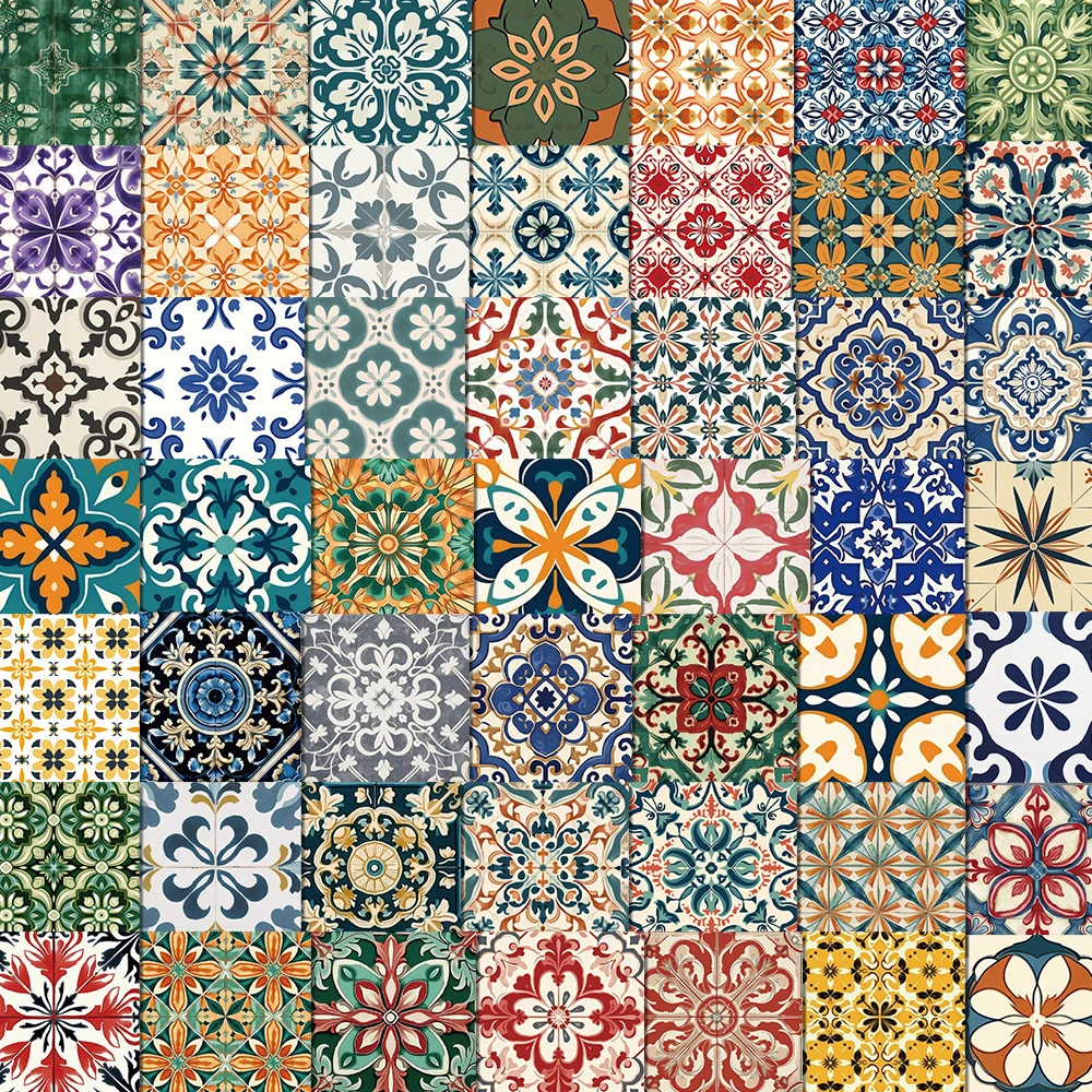 10/30/62pcs Retro Cartoon Tegel Patroon Creatieve Stickers Esthetische Art Decals Graffiti Plakboek Telefoon Waterdichte Sticker decor