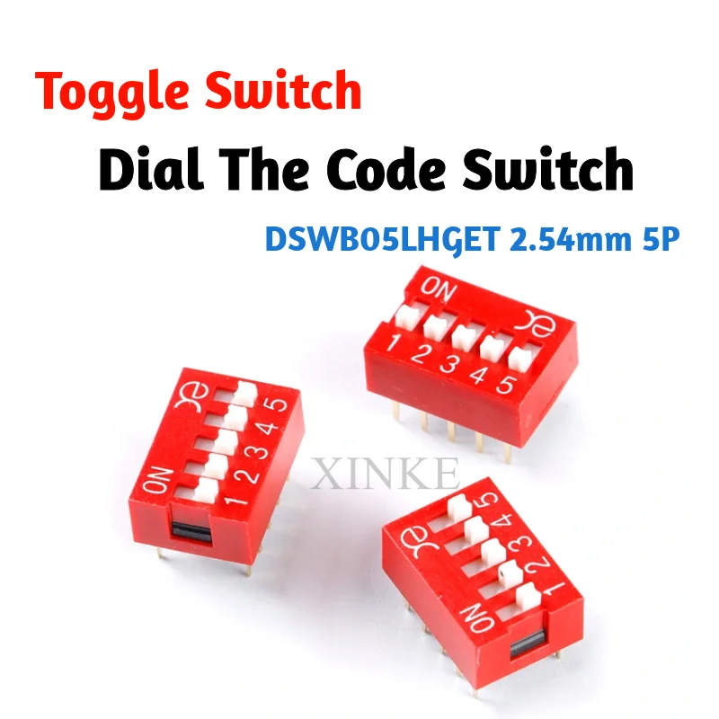 5piece DSWB05LHGET 2.54mm spacing 5-bit in-line DIP switch Flip the code switch