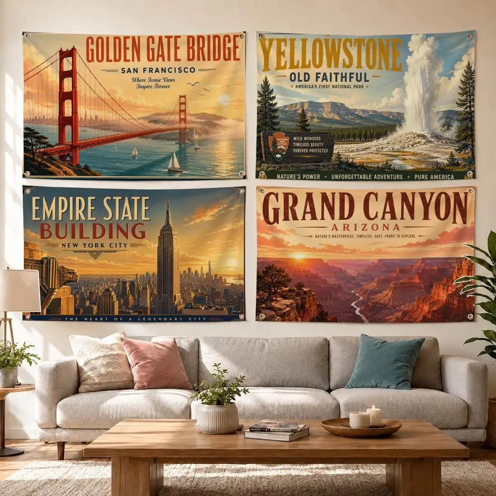 Golden Gate Bridge San Francisco Landmark Decor Garage Flags for Bedrooms Outdoor Decor Tapestry Flaga Advertising Barber Shop