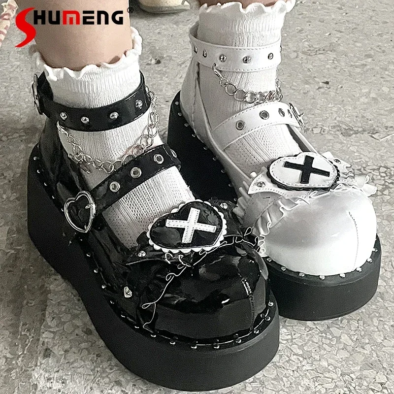 

Japanese Original Goth Sweet Cool Lolita Girl High Heels Pumps Subculture Y2k Punk Platform Shoes Cute Pink Single Shoes Women