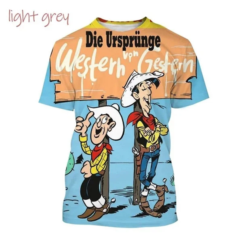 New Funny Cartoon Animation Lucky Luke 3D Print T-Shirt Men Women Short Sleeve T Shirts Oversized Harajuku Tees Top Kid Clothing