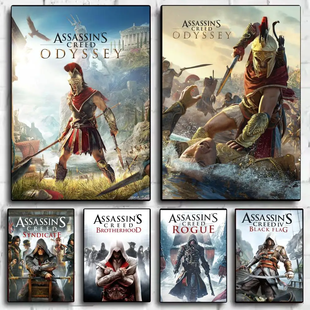 Póster de juego A-Assassins Creed, pegatinas HD, pintura impermeable, arte de pared para dormitorio, sala de estar, decoración del hogar, regalo