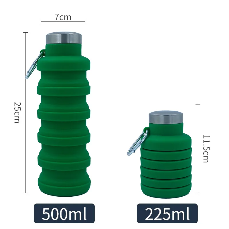 2024 New Outdoor Sports Silicone Water Bottle Mountaineering Riding Portable Silicone Foldable Water Bottle