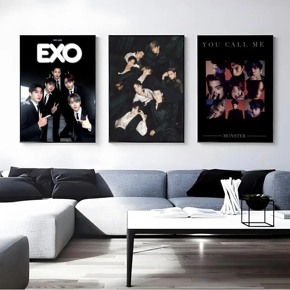 Boy Group EXO Poster Self-adhesive Art Waterproof Paper Sticker Coffee House Bar Room Wall Decor