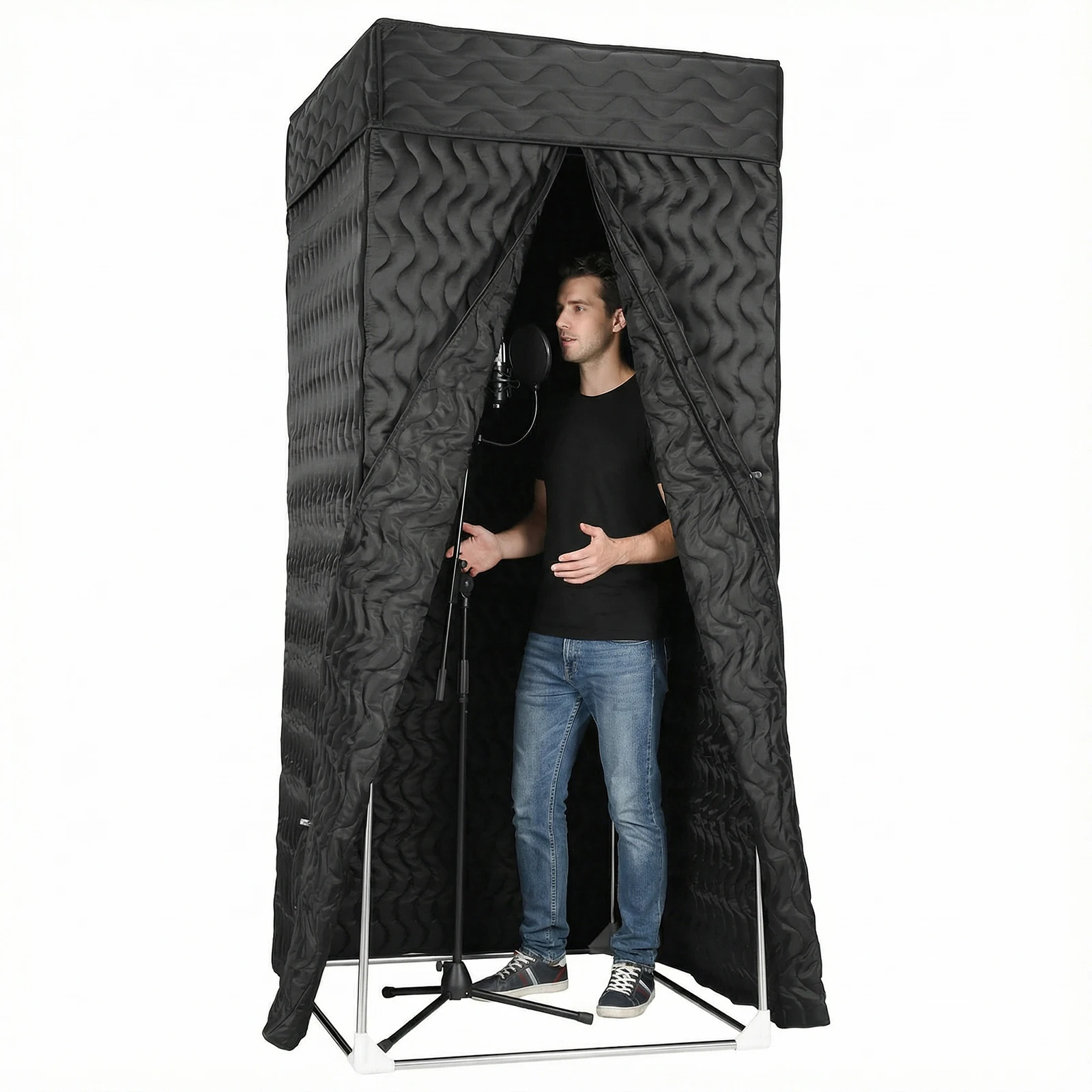 

360 ° Портативная звукозаписывающая вокальная кабина с легкой установкой и толстыми акустическими панелями, идеально подходит для озвучивания, подкастов и музыки.