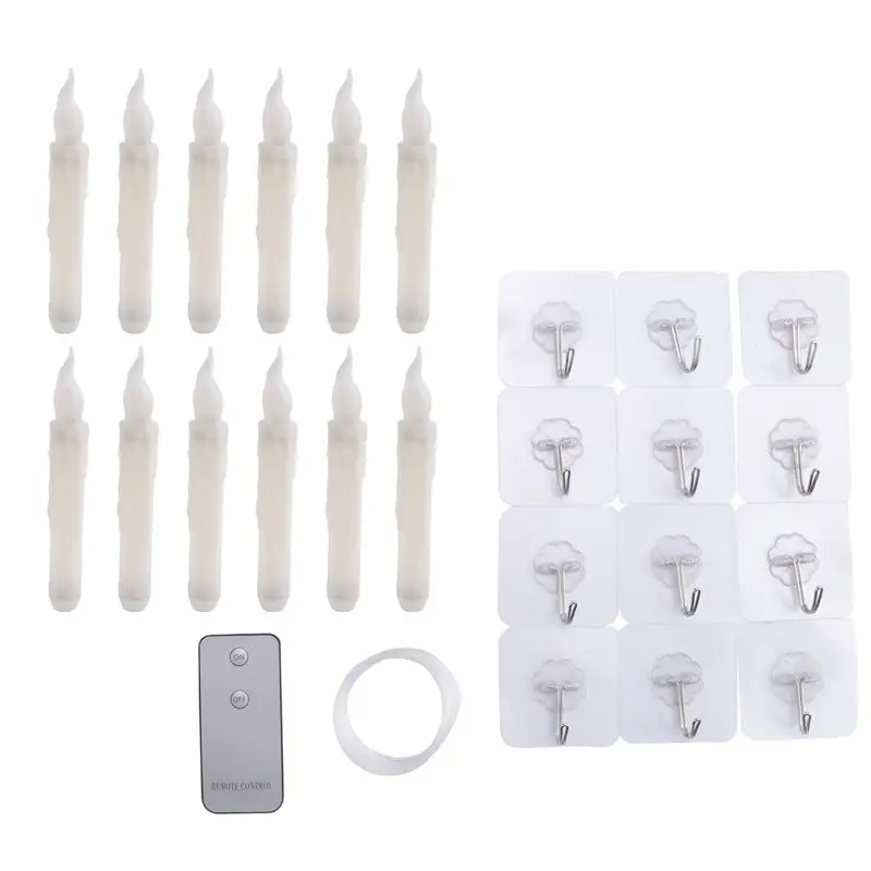 ABHI-Halloween Floating Candles With Remote Control LED Flameless Candles Hanging Flameless Candlesticks LED Taper Candles