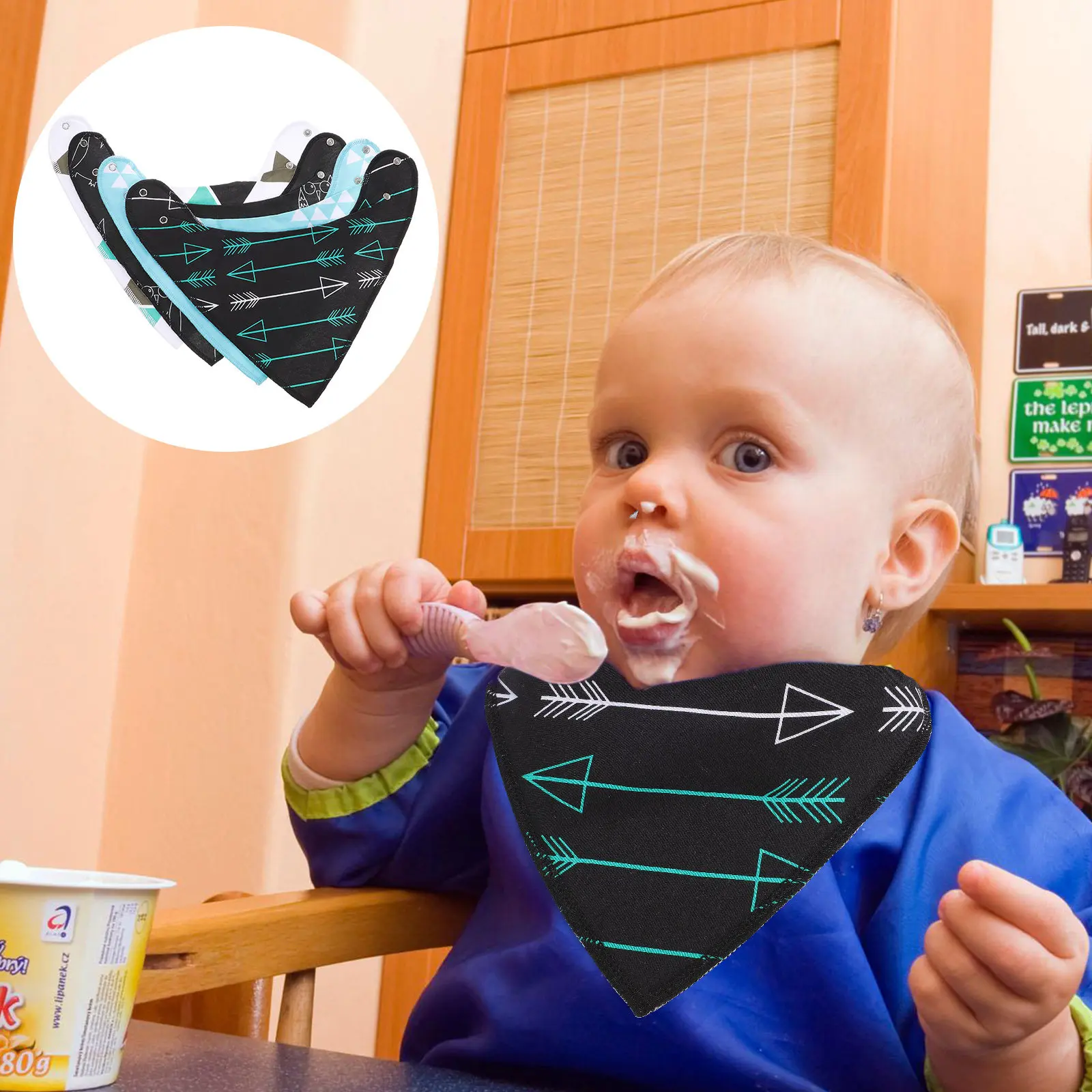 

4Pcs Waterproof Baby Bibs Cotton Toddler Bibs for Eating Drooling Feeding Saliva Protection Lightweight Skin-Friendly Gift