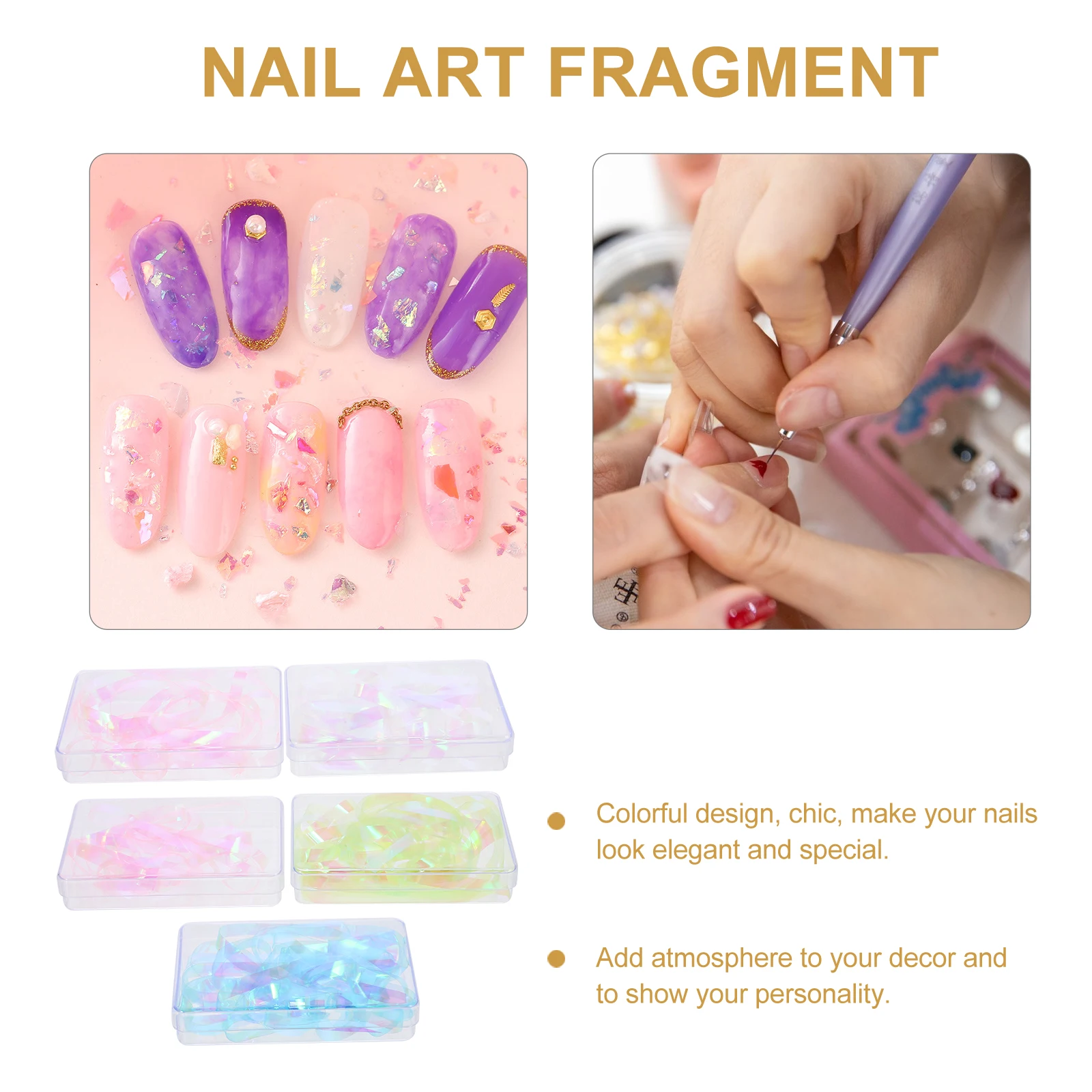 5-dozen nagelfolie film sticker glas papier manicure diy decor voor natuurlijke kunstnagels kleurrijke waterdichte stickers vrouwen nagel