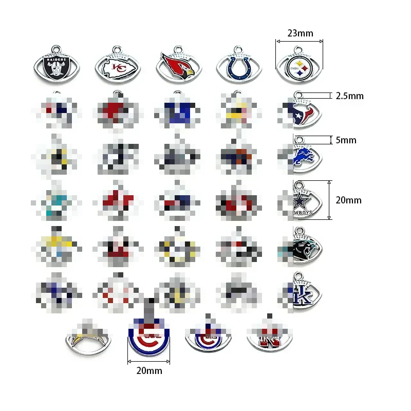 5pcs Football Pendant 32 Sports Teams Enamel Pendant Charms Alloy Oil Drip Jewelry Accessories DIY Keychain Bracelet Pendant