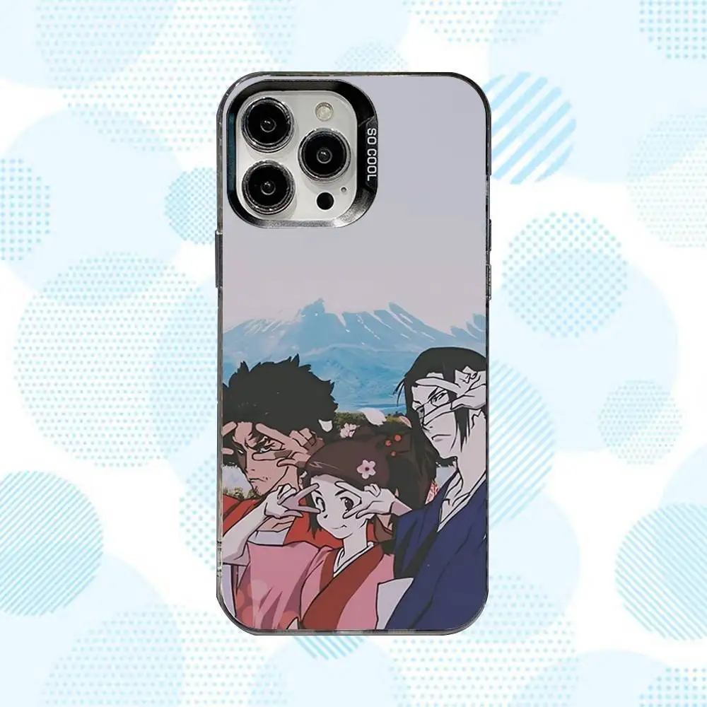 حافظة هاتف S-Samurai C-Champloo أنيمي لهاتف iPhone 16,15,14,13,12,11,Mini,Pro,SE,MAX غطاء أبيض غير لامع مقاوم للصدمات