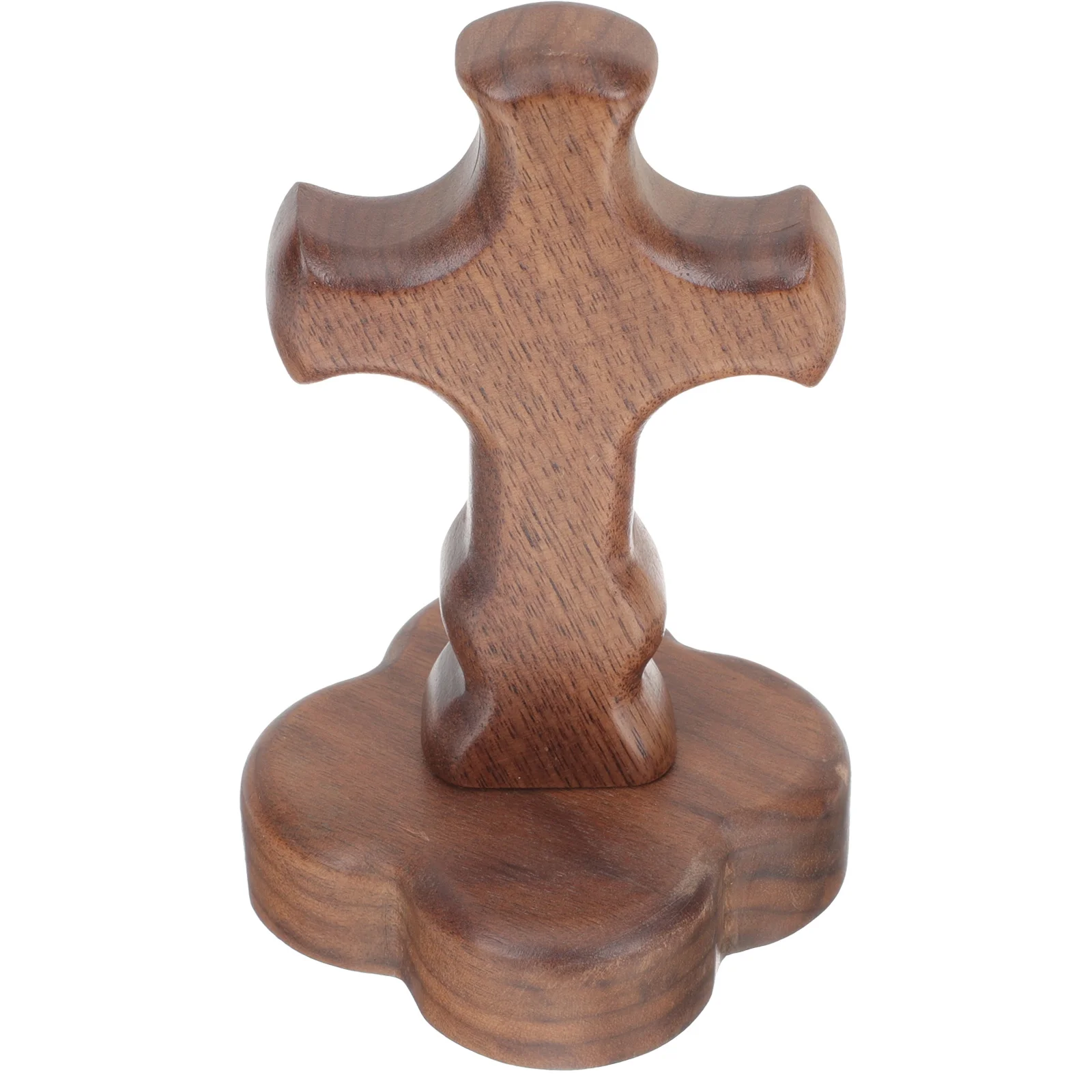 

1 set Decorative Desk With Wood Base Religious Home With Base Decor Craft Household Cross Cross Shaped Adornment