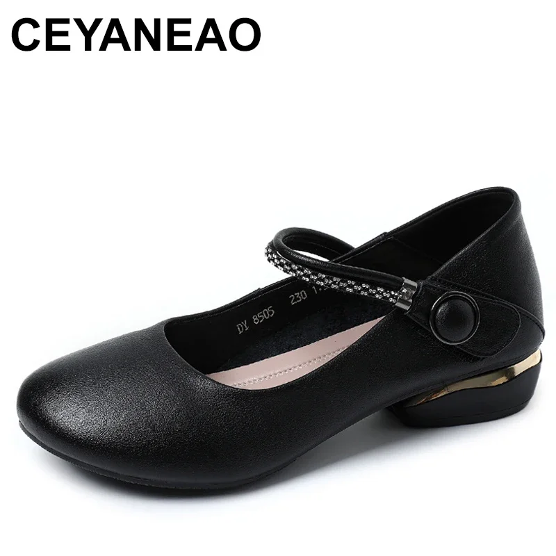 

Cow Genuine Leather Summer Flats Loafer Soft Soled Good Cushioning Big Size Cozy Women Lightweight Mary Jane Shoes