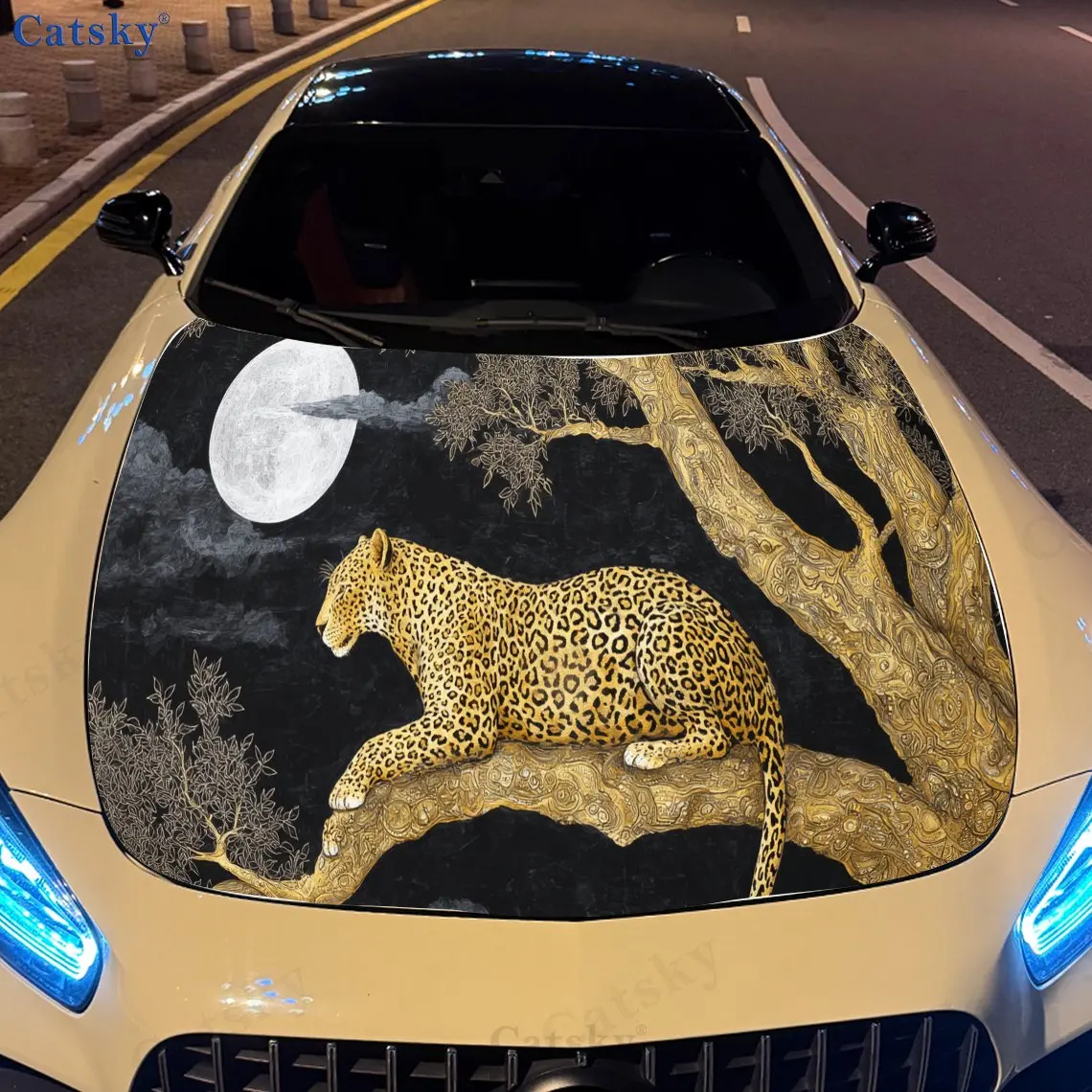 

Comfortable cheetah print,car hood stickers,PVC waterproof Self adhesive car hood sticker,car hood decoration protection sticker