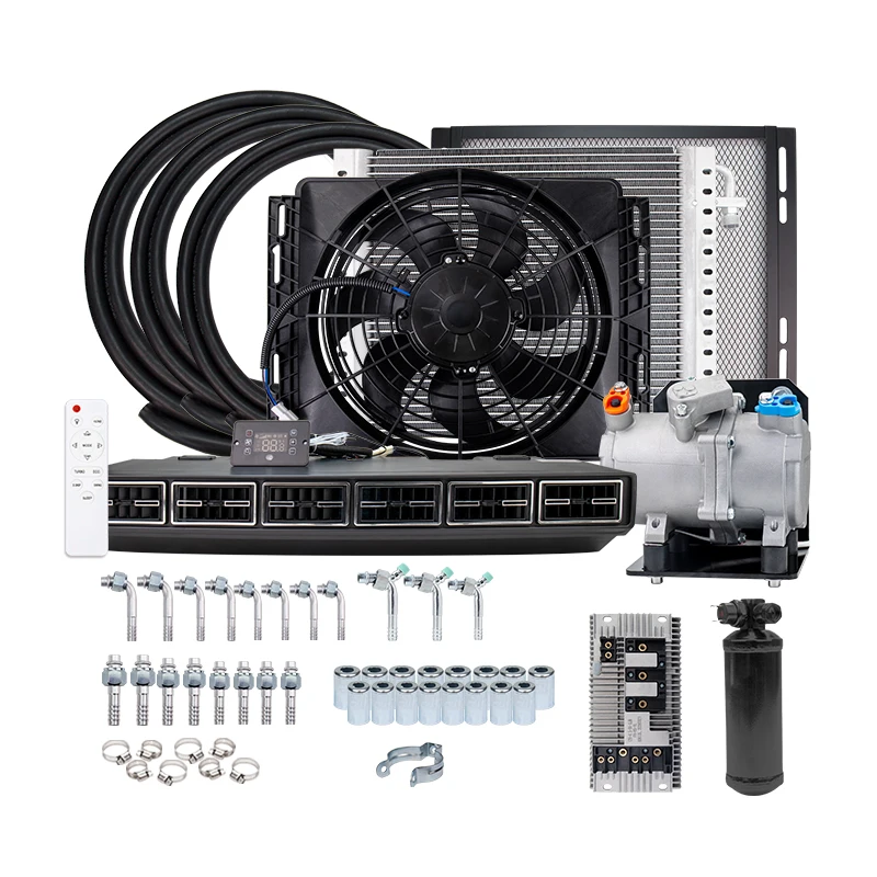 

Universal 12V / 24V Heavy Duty Electric Air Conditioning Evaporator Kit for Auto Truck Bus Van RV Motorhome A/C Conditioner