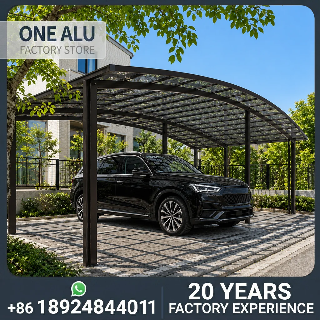 Onealu Outdoor Aluminum Carport Canopy for Car Rainproof Sunshade and Snow Resistant Parking