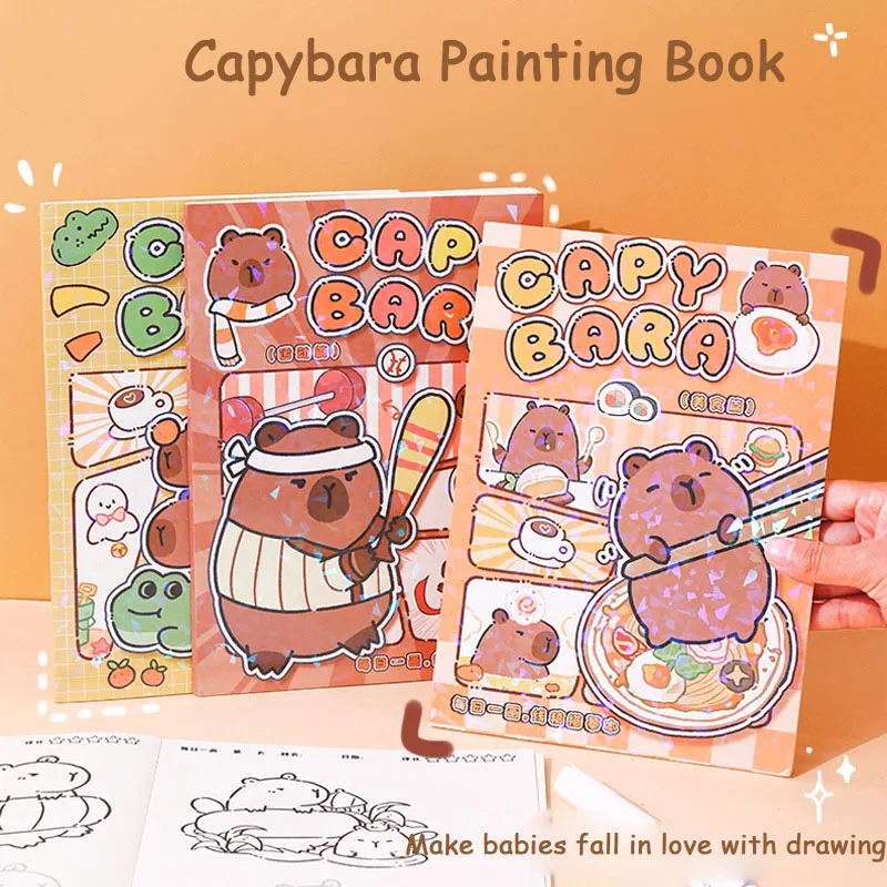 capybara livros de colorir para criancas funny drawing book educacao pre escolar papelaria pintura passo a passo baby gift 50 paginas 01