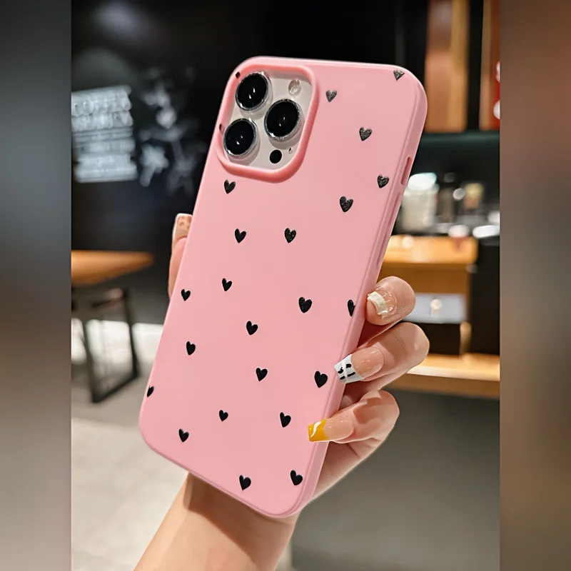 Heart-shaped large hole frosted pink anti-drop protective phone case suitable for Apple 15/14/13/12/11/7/8/7plus/8plus/XSMAX/XS/X/XR