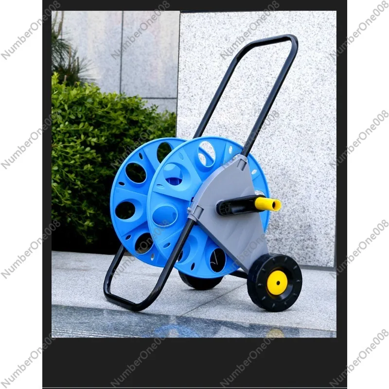 Portable Garden Watering Cart with Wheels, Hand Push Hose Reel Storage Holder for Car Washing and Home Garden Use