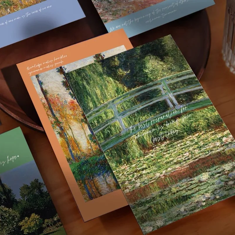 10 بطاقة رسم زيتي مونيه، بطاقات بريدية، روائع فنية شهيرة عالميًا، ملصقات جدارية مزخرفة راقية للممرات الداخلية