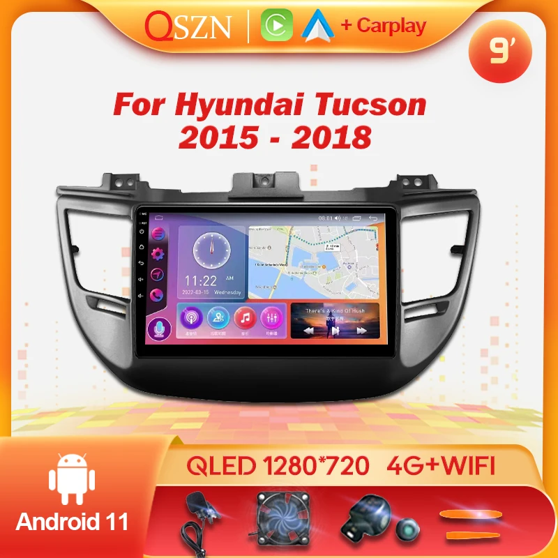 

QSZN For Hyundai Tucson 2015-2018 Car Radio Multimedia Video Android 13 Carplay Autoradio Navigation GPS 4G DSP Auto Stereo 4G