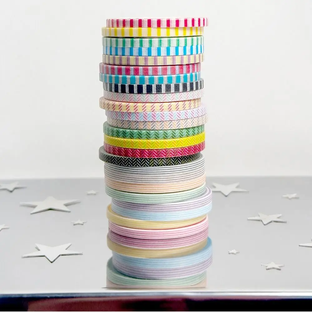 

8 Rolls Minimalist Paper Artwork Decorative Tapes DIY 8 Rolls Grid Adhesive Tape 3MM Wide Colorful Sticker Roll Handmade Crafts