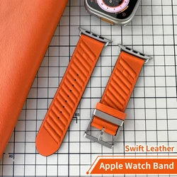 [New] Kebitt En Mer Bleu Nuit Swift Leather Single Tour Iwatch Band For Apple Watch Ultra 3 2 Series 11 10 9 8 7 6 Se 3 2 Strap