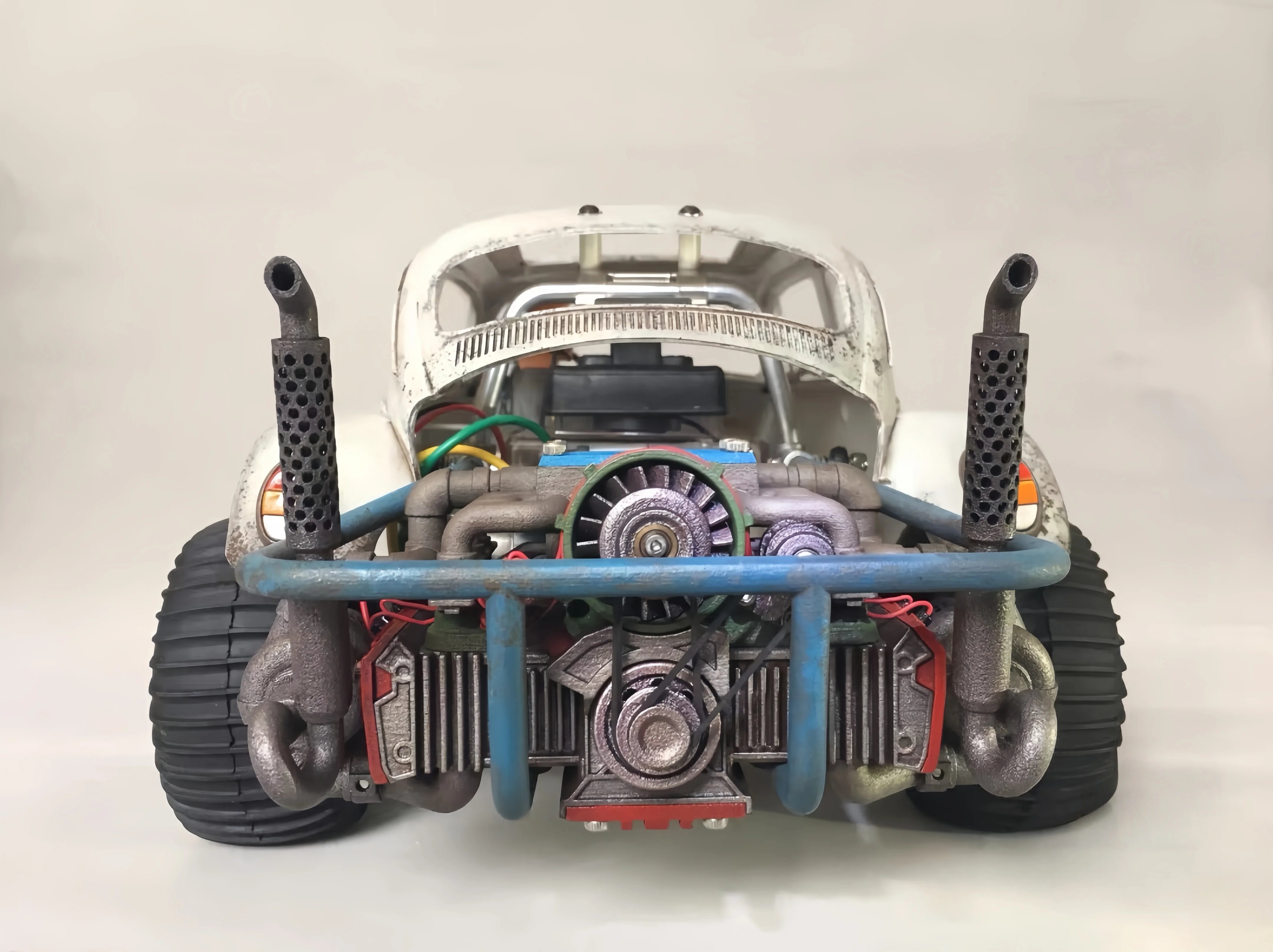 Tamiya Sand Scorcher Buggy Champ 1/10 Rear Twin Turbo Engine Kit Nylon Movable RC Car Upgrade Parts Receiver ESC Throttle Linkag