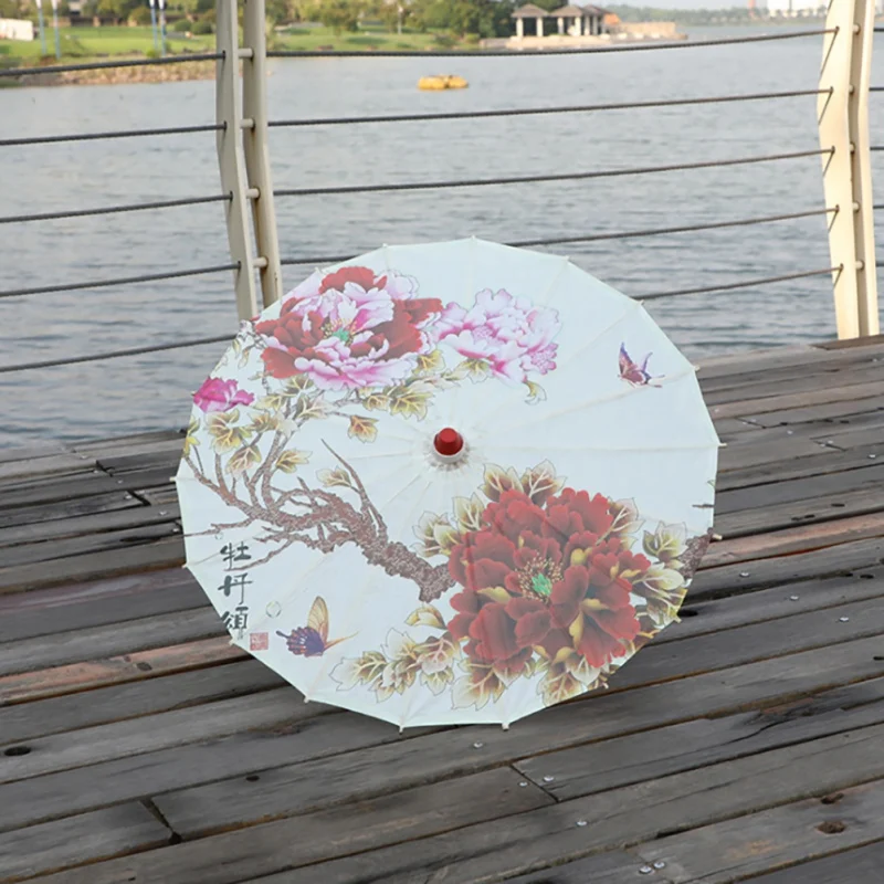 Cheongsam Performance Dance Silk Cloth Umbrella Japanese Cherry Blossoms Ancient Dance Umbrella Chinese Style Oil Paper Umbrella