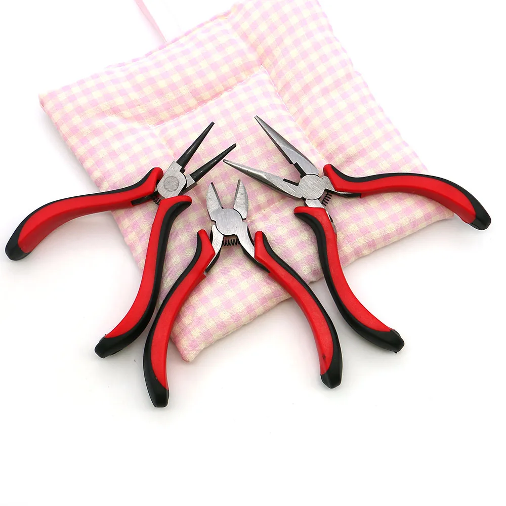 Wholesale Practical Convenient DIY Handmade Jewelry Tool Set 3-Piece Needle-Nose Diagonal Pliers Round-Nose Jewelry Pliers
