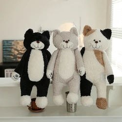 Chat en peluche épissé noir et blanc pour enfants, thé et riz, jambe endormie Kawaii, cadeau de festival de beurre, cadeau d'anniversaire, 50cm