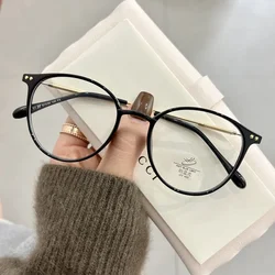 Luxury Brand Round Myopia Glasses Blue Light Blocking Eyeglasses Women Men Prescription Near Sight Glasses Diopter 0 To -4.0