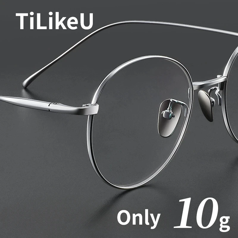 

New Ultra Light Pure Titanium Comfort Eyeglasses Frames Brand Retro Round for Men Women Myopia Anti-blue Ray Read Glasses Frames