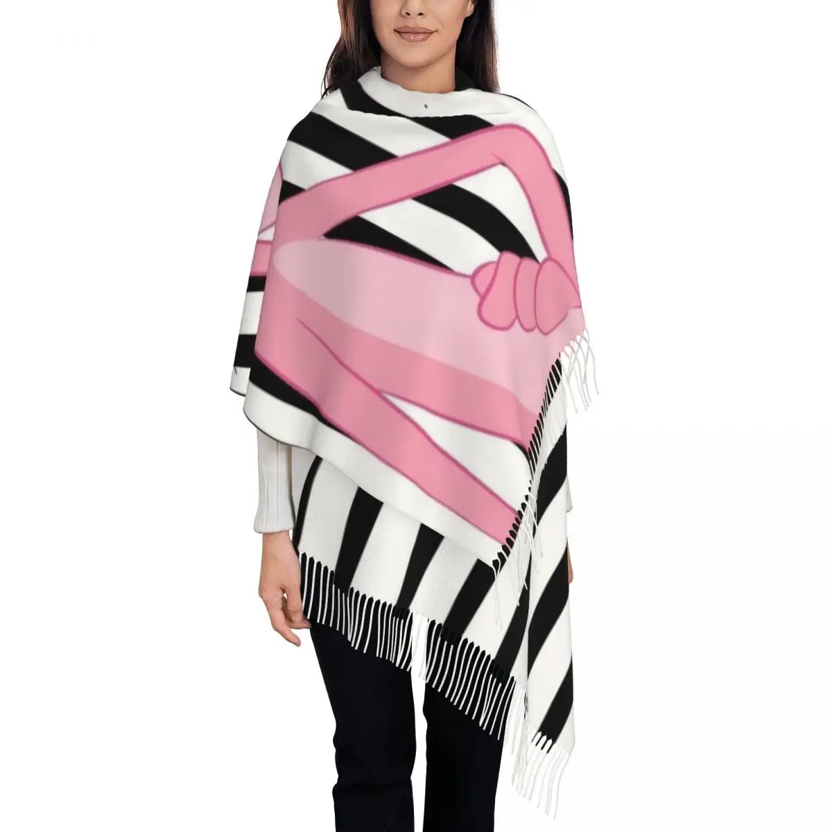 

Женский шарф с кисточками из мультфильма P-Panthers, мягкая шаль, женские зимние шарфы