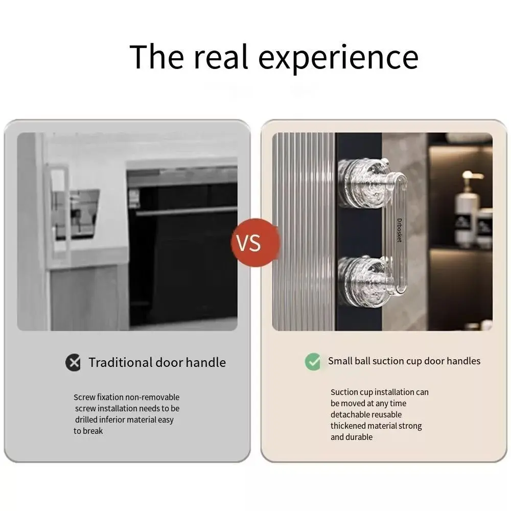 New Waterproof Suction Cup Door Handle Reusable Portable Sliding Door Handle Bathroom Removable Wardrobe Door Handle