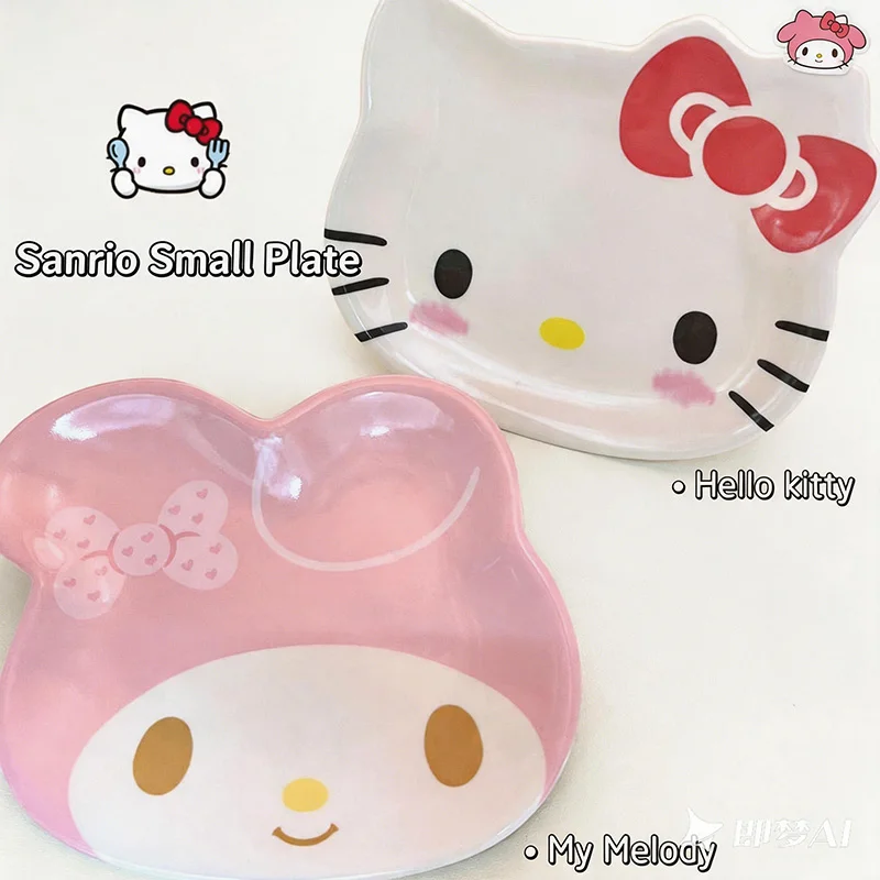 Plato de Frutas de Melamina Hello Kitty, Plato para Aperitivos con Diseño de Dibujos Animados, Plato para Huesos, Bandeja para Ensaladas, Vajilla Decorativa para el Hogar, Cocina y Fiestas