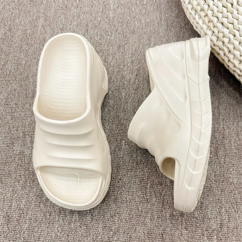 8cm Sloped Heels Women Slippers Platform Wedges Summer Casual Women Shoes Outdoor Comfortable Beach High Slipper Dress Sandals