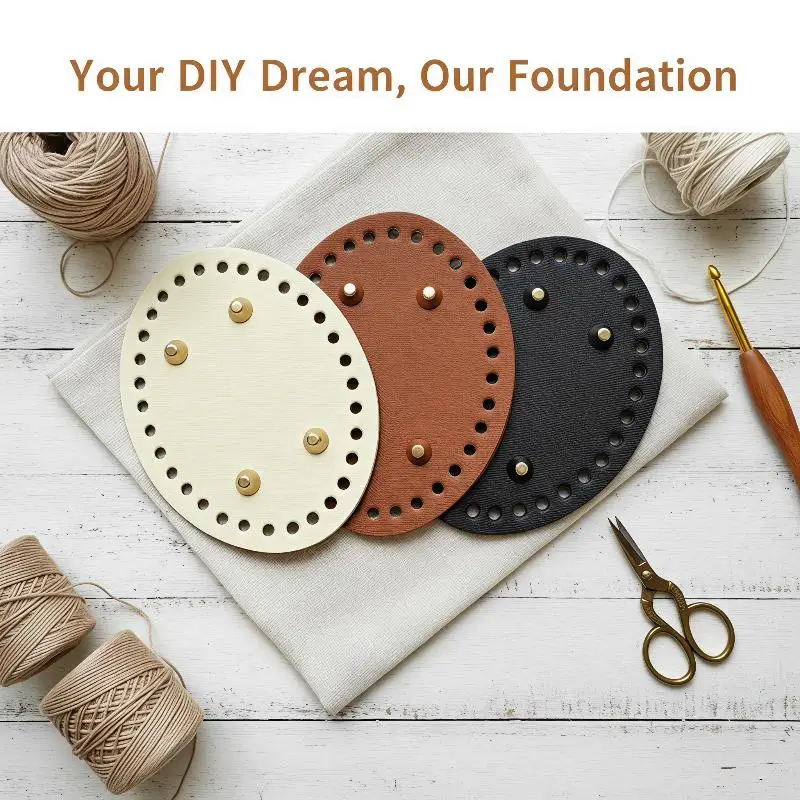 PU Leather Bag Bottom 1PC Eco-friendly Colorful Riveted Baseplate for DIY Woven Backpack Craft Supplies