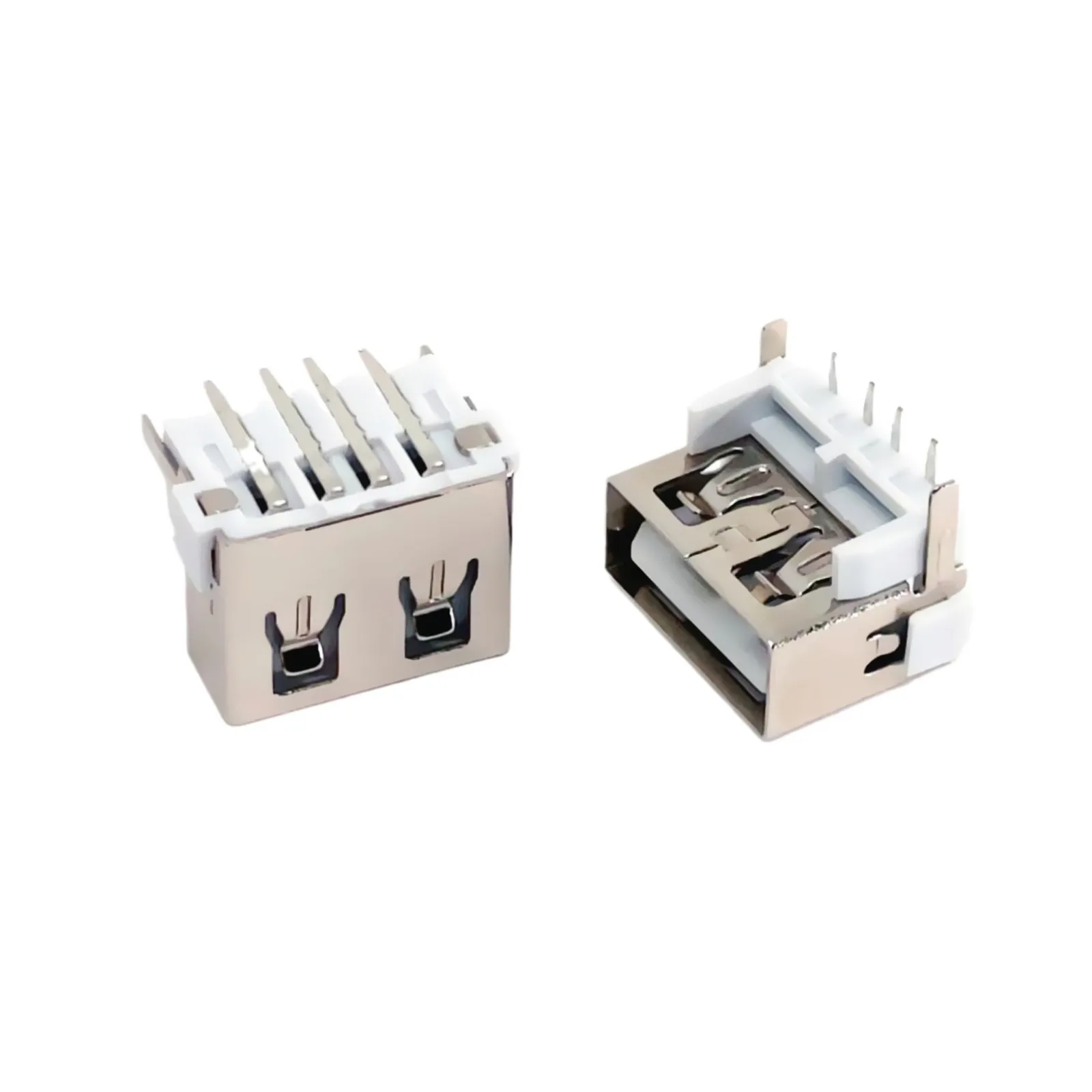 Fro USB 2.0 AF short body 10.0 female seat 90 degrees rear two pins insert height PBT white glue H = 8.7 connector