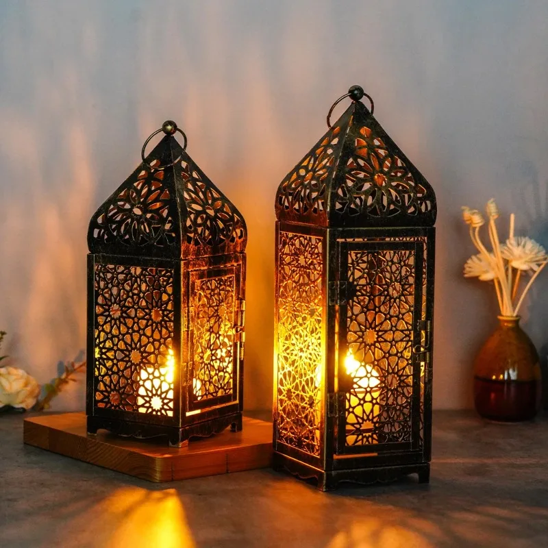 1 Stück Naher Osten Arabisches Metall Vintage Windlichter Laterne Kerzenhalter Home Workoor Zubehör Kreatives Geschenk, keine Kerze