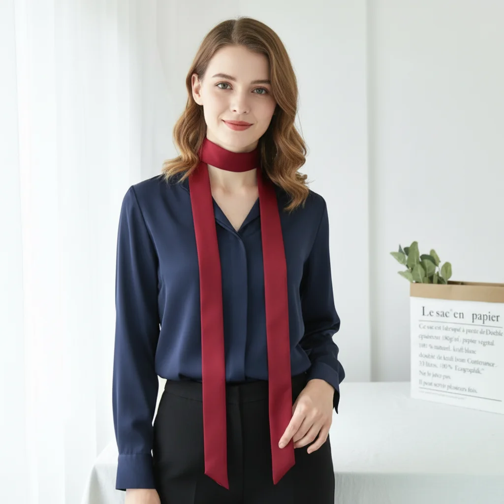 

Delicate Long Hair Scarf Headband Solid Color Neck Scarf Favor Silk Hair Wrap Party Scrunchies