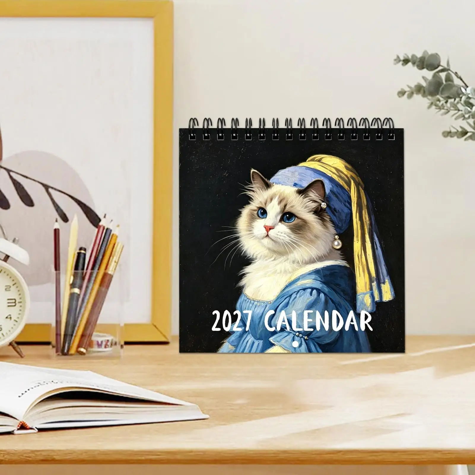 2027 Year Calendar Schedule Management Planner Cat Theme 12 Month Wall Planner For Dining Room Dorm Living Room Bedroom Study