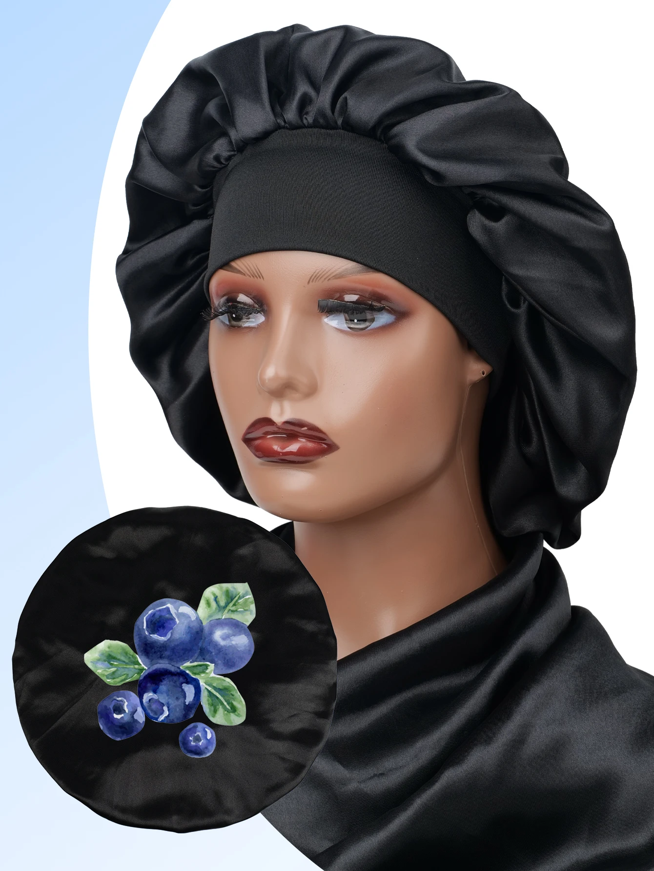 قبعة نوم لطيفة للجنسين مع طباعة خلفية، مادة ناعمة ومريحة للعناية اليومية وفكرة هدية عيد الميلاد للاستحمام #5