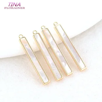 3.5*25MM 14K 골드 컬러 황동 쉘 스틱 매력 펜던트 목걸이 Earings 쥬얼리 만들기 용품 Diy 액세서리